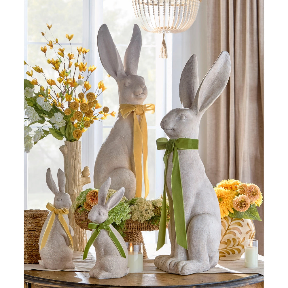 31.5" Concrete Look Rabbit With Bow